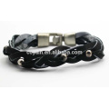 Charm Friendship Black Cool Skull Braided Leather Bracelet